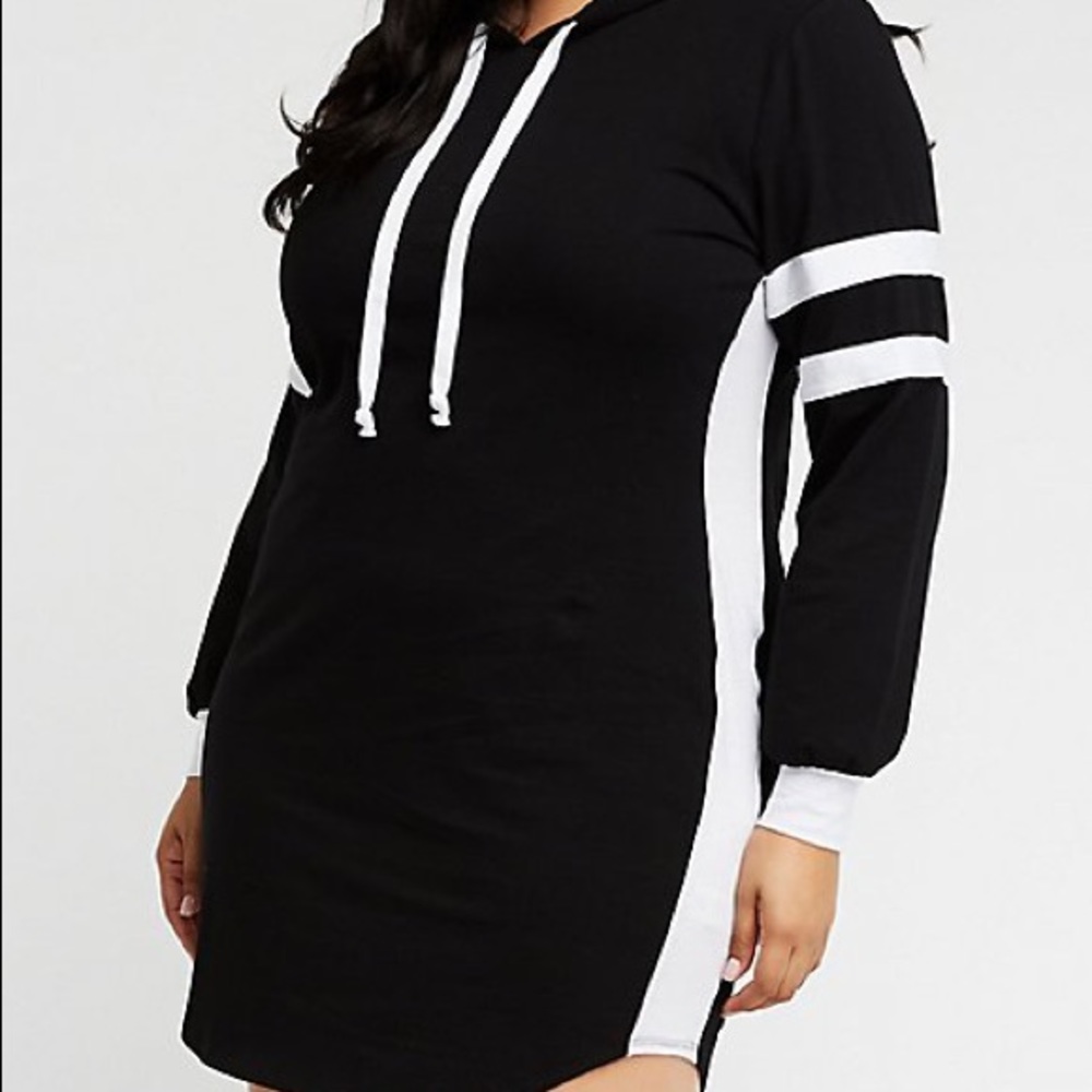 Plus Size Hooded Varsity Dress